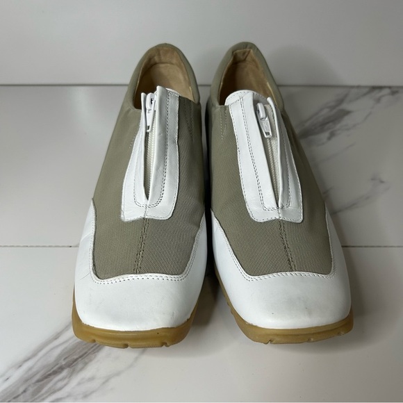 Walter Genuin Linea Stretch Made in Italy White and Tan Zip-Up Shoes Size 10.5 - Picture 2 of 7